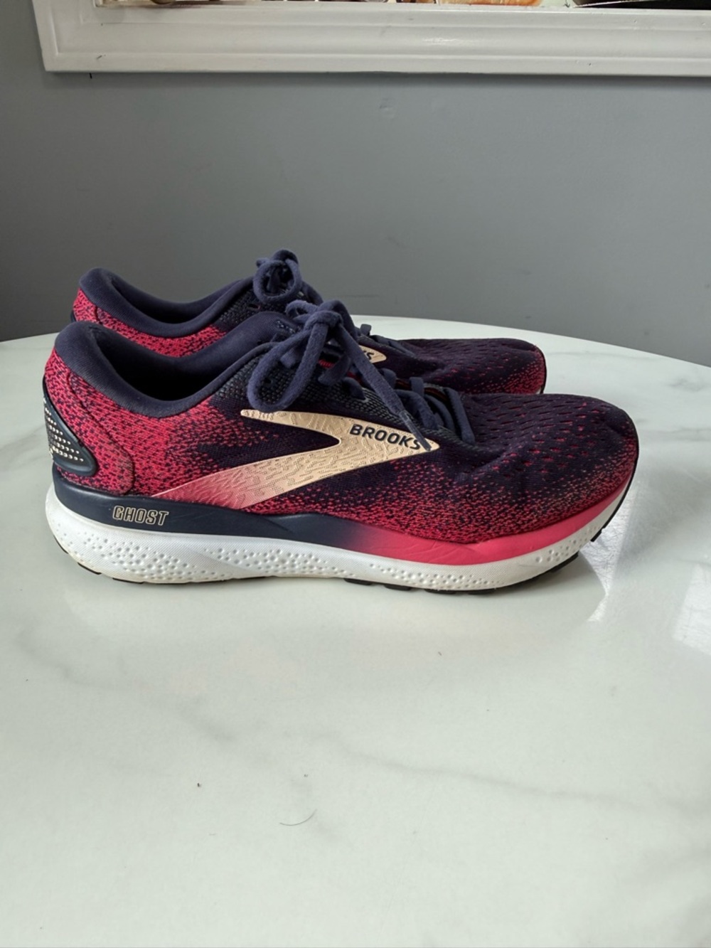 Brooks Ghost Women's Running Shoes - Navy and Pink - Picture 2 of 9
